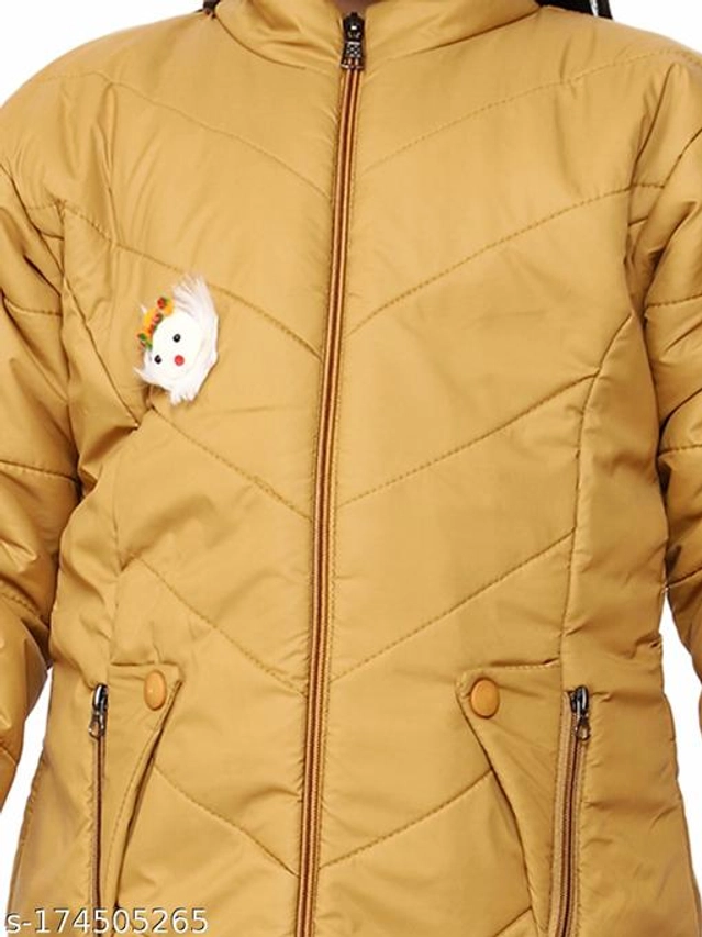 Polyester Jacket for Girls (Mustard, 18-24 Months)