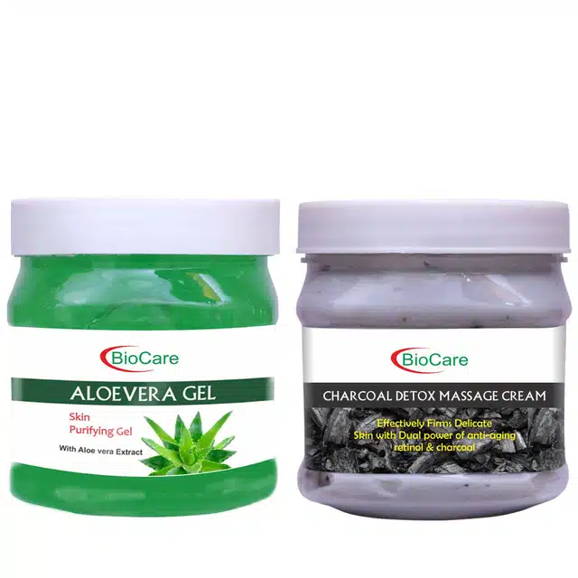 Biocare Aloevera Gel (500 ml) with Charcoal Cream (500 ml) (Combo of 2) (A-397)