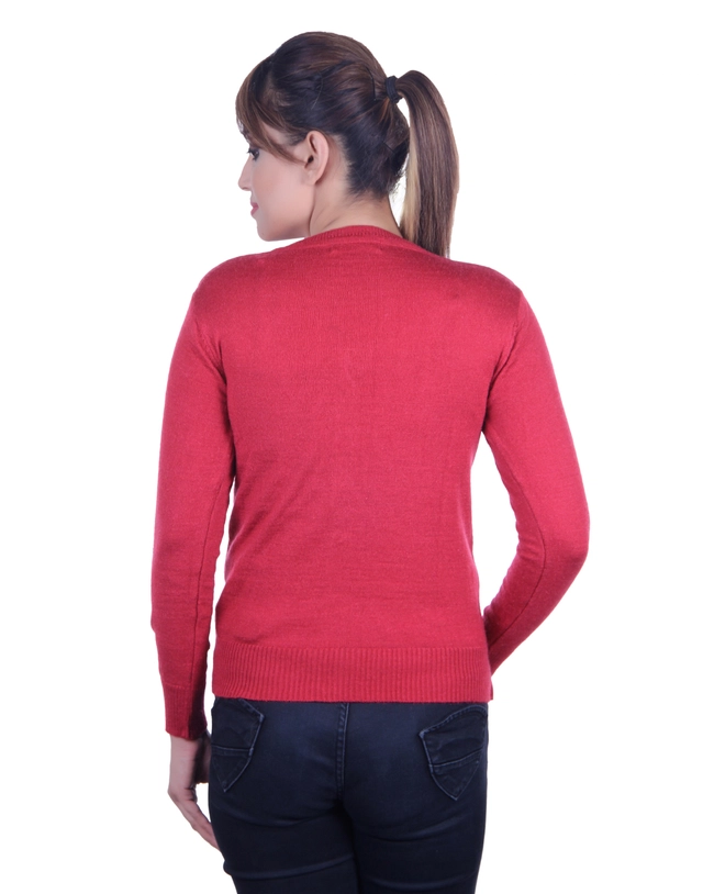 V Neck Solid Cardigans for Women (Coral, M)