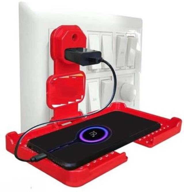 Plastic Wall Mobile Charging Holder (Red)