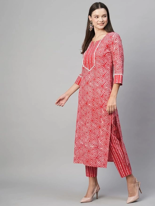 Viscose Rayon Printed Kurti for Women (Red, S)