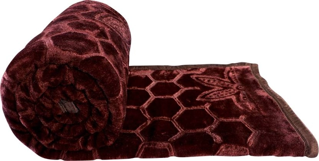 Home Sizzler Chocolate Brown Geometric Double Mink Blanket (Pack Of 1)