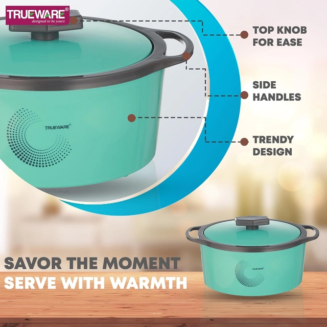 Trueware Orchid Inner Steel BPA Free PU Insulated Thermoware Casserole  (1100 ml) Green