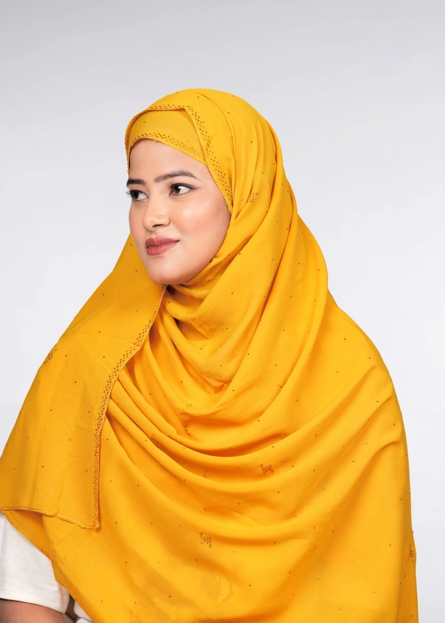 Chiffon HIjab for Women (Mustard, Free Size)