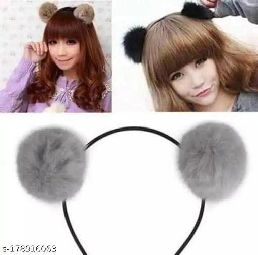 Fur Hair Band for Women (Multicolor, Pack of 4)