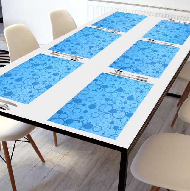 E-Retailer PVC Waterproof Multipurpose Table Mats Placemats For Dining Table (Blue, 44X29 cm) (Pack Of 6) (ER_025)