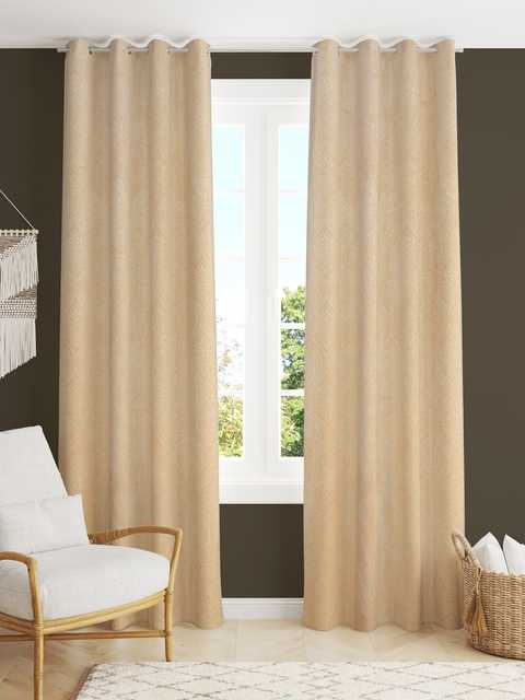 Homefab Velvet Curtains (Cream, 9 Feet) (HF-345)