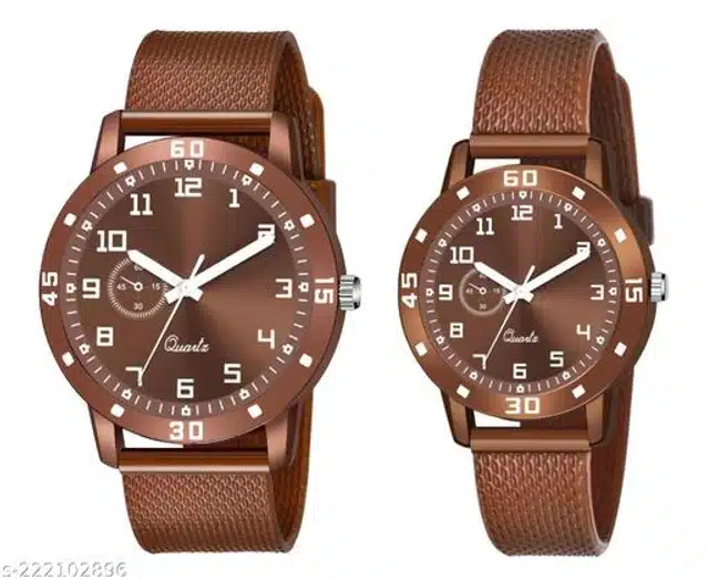 Analog Watch for Couple (Multicolor, Pack of 2)