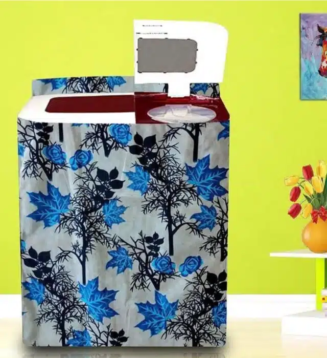 Knit Printed Semi Automatic Washing Machine Cover (Multicolor)