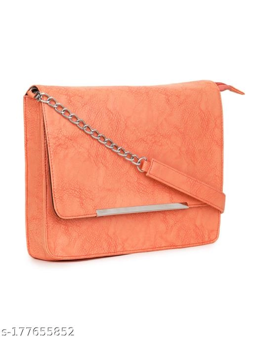 Synthetic Sling Bag for Women (Peach, )