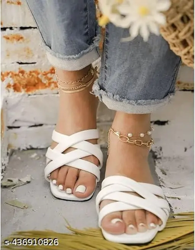 Flats for Women (White, 4)