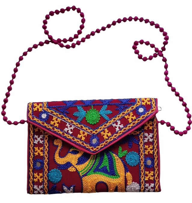 Handmade Rajasthani Sling Bag for Women (Maroon)