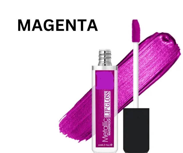 Metallic Waterproof Lip Gloss (Magenta, 6 ml)