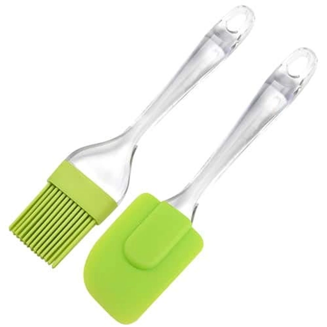 Silicone Non Stick Spatula & Oil Brush Combo (Multicolor, Set of 2)