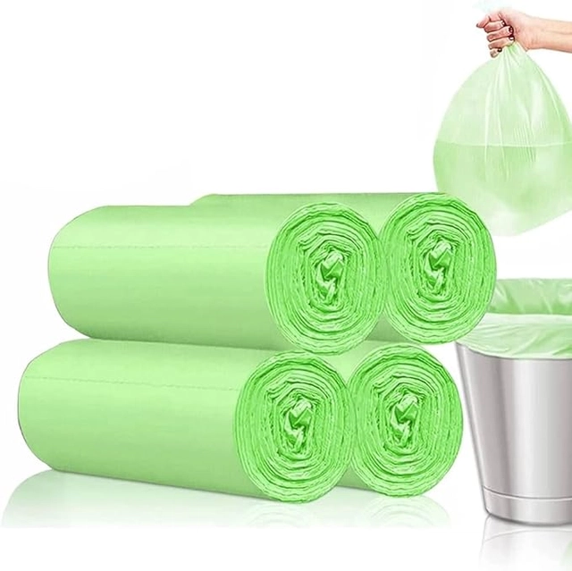 Biodegradable Green Garbage Bags for Dustbin -(Pack of 4,Green) Medium 19 x 21 Inches | 30 piece per Roll