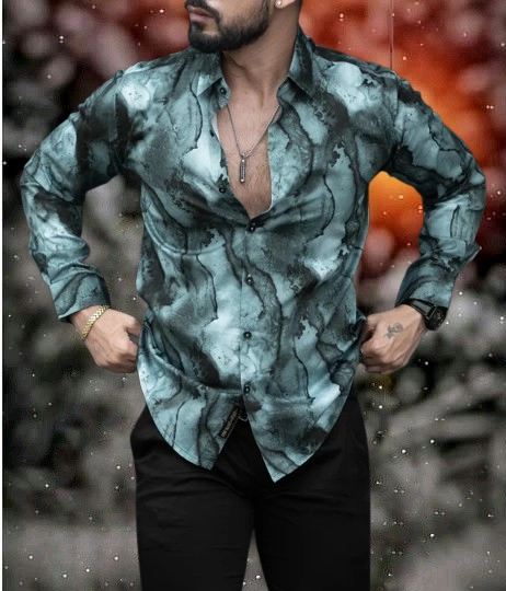 Full Sleeves Printed Shirt for Men (Multicolor, S)