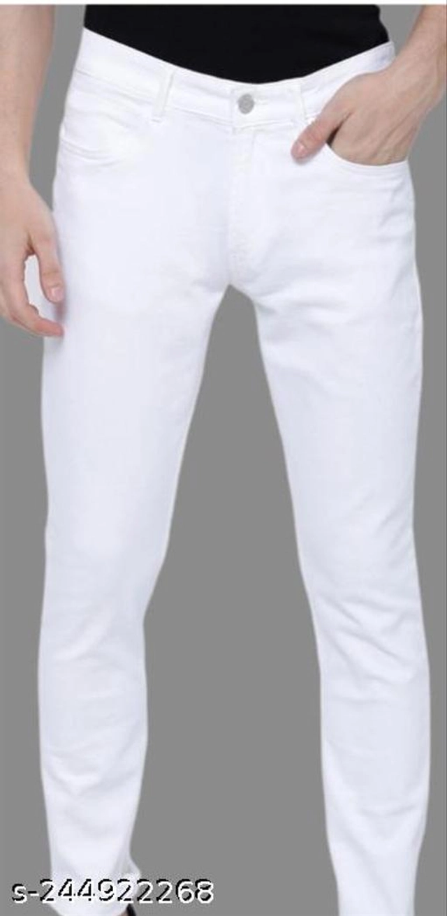 Denim Slim Fit Jeans for Men (White, 28)