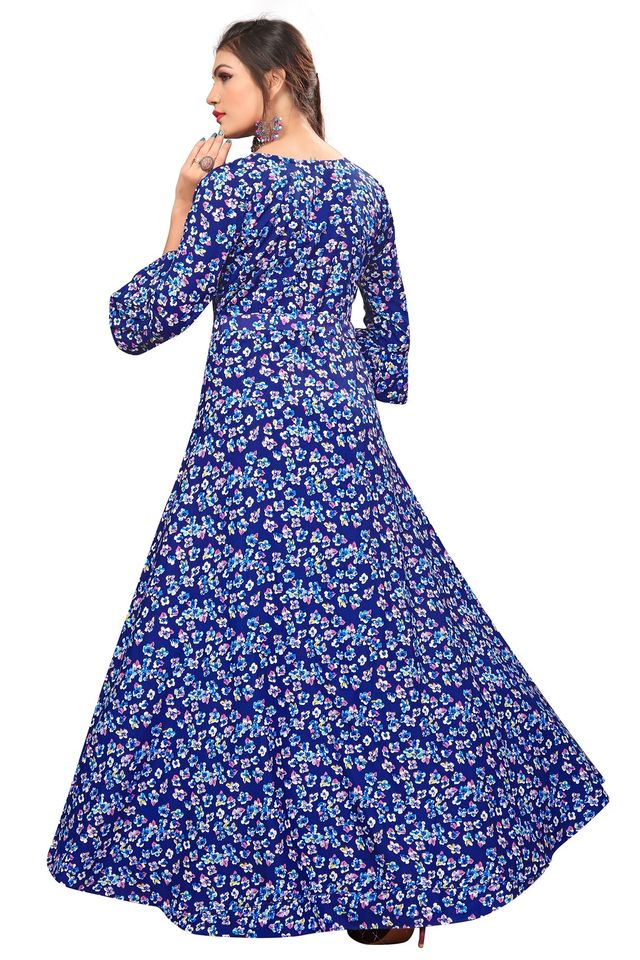 Fit and Flare Gown for womens (Blue, XL) (NE9)