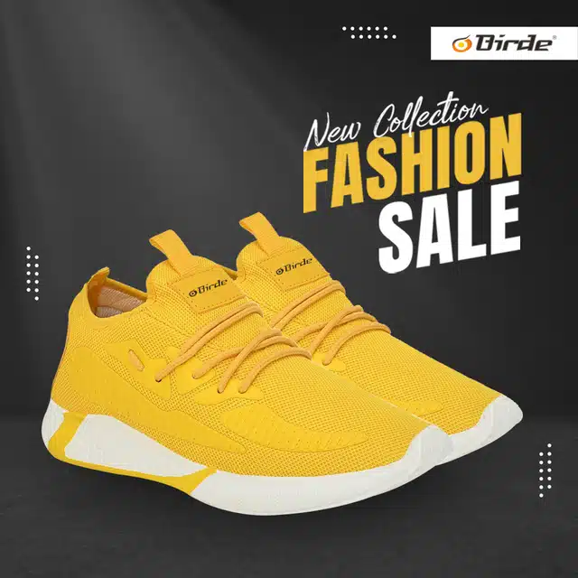 Stylish Lightweight Sports Shoes for Men (Yellow, 10) (AE-350)