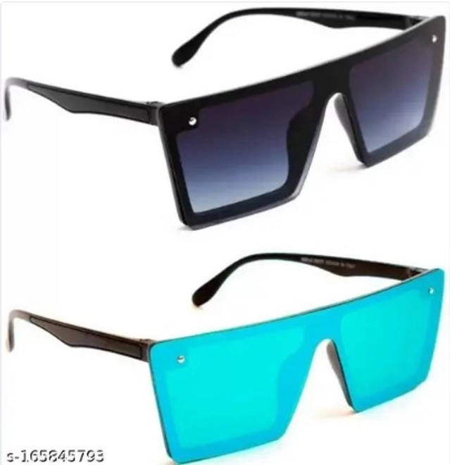 Sunglasses for Men (Black & Blue, Pack of 2)
