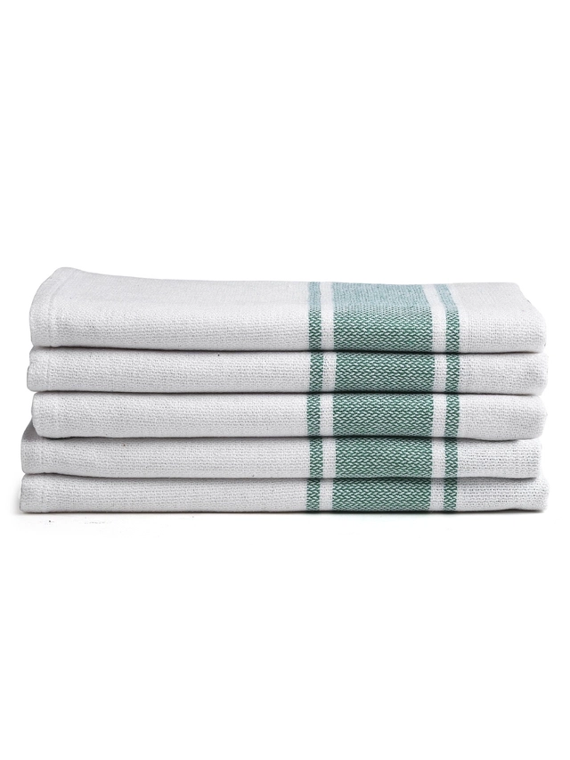 Cotton Solid Face & Hand Towels (Green, Pack of 5 ) (34x14 inches)