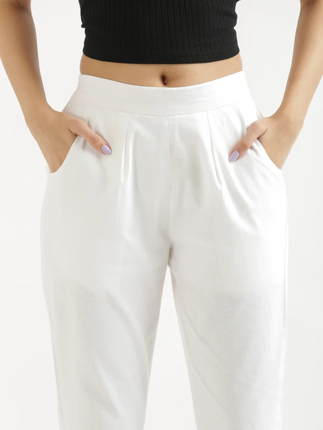 Rayon Regular Fit Trouser for Women (White, XL)