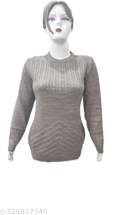 Woolen Solid Top for Women (Grey, Free Size)