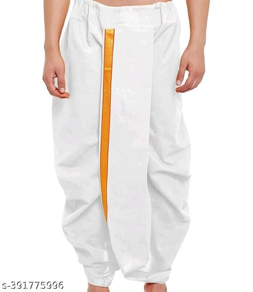 Silk Lace Dhoti for Boys (3-4 Years, White)