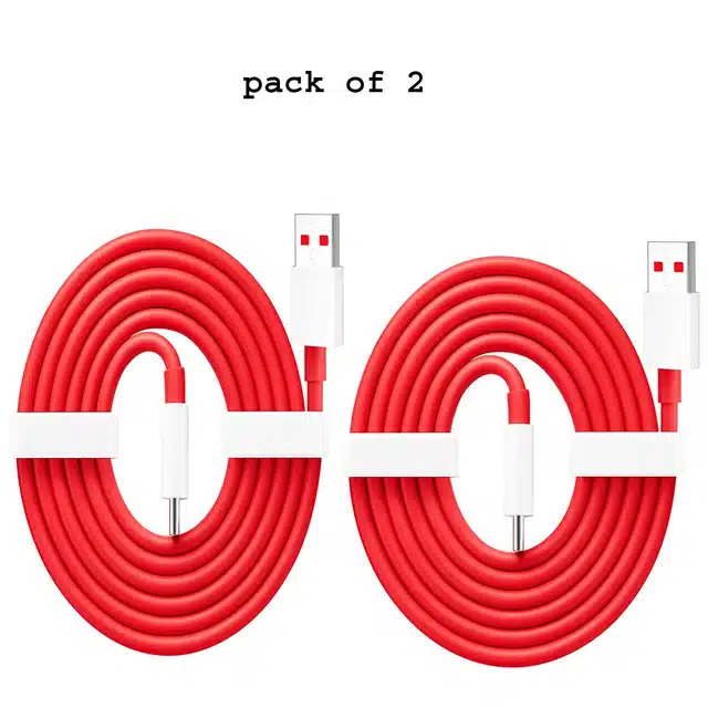 Super Vooc Type-C USB data Cable (Red, 1 m) (Pack of 2)