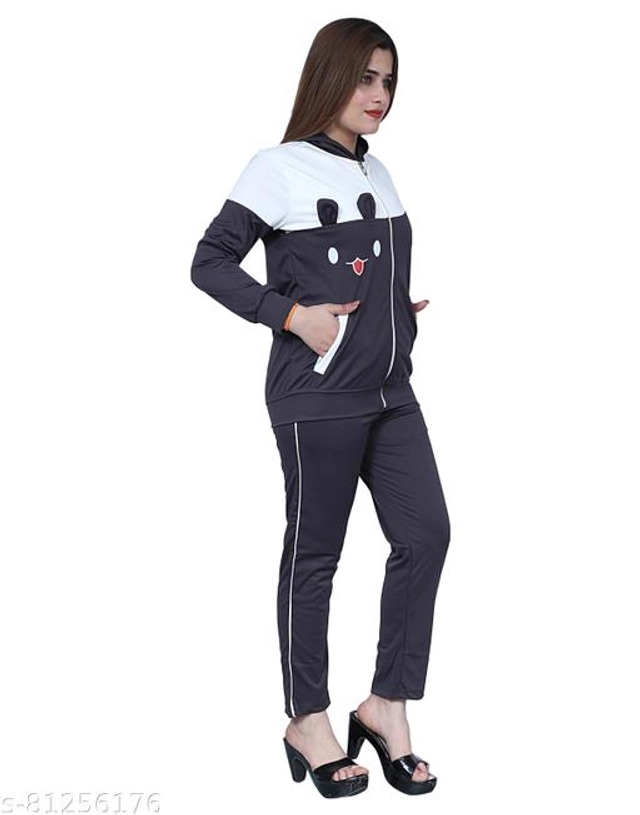 Lycra Tracksuit for Women (Grey, S)