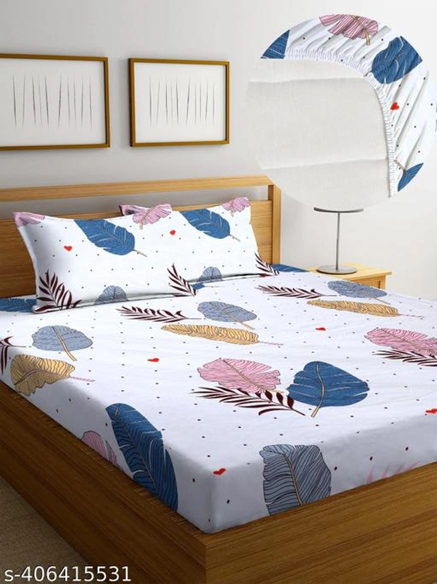 Glace Cotton Double Size Bedsheet with 2 Pillow Covers (Multicolor, 90x90 inches)