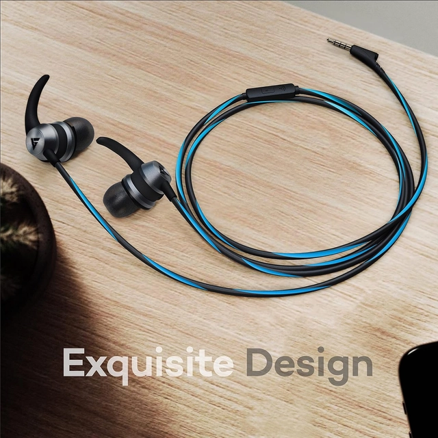 Wired in-ear Earphones with 10mm Extra Bass Driver and HD Sound with Mic (Blue)