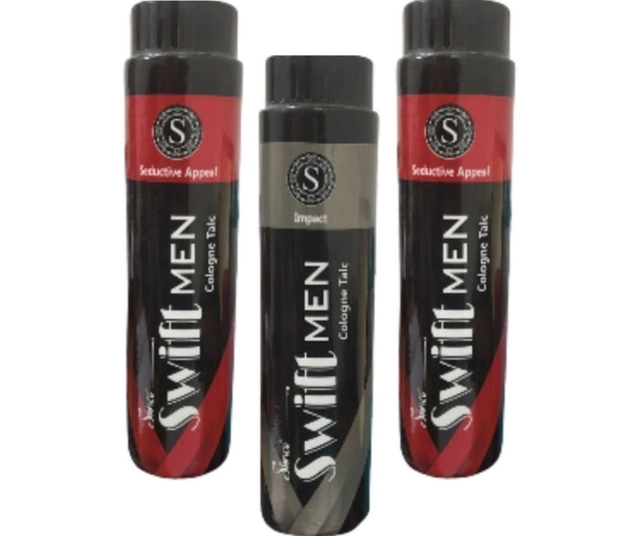 Simco 2 Pcs Swift Seductive Appeal Cologne with Swift Impact Cologne Talcum Powder (300 g, Pack of 3)