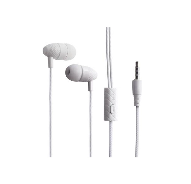 Plastic Headphones with Microphone (White)