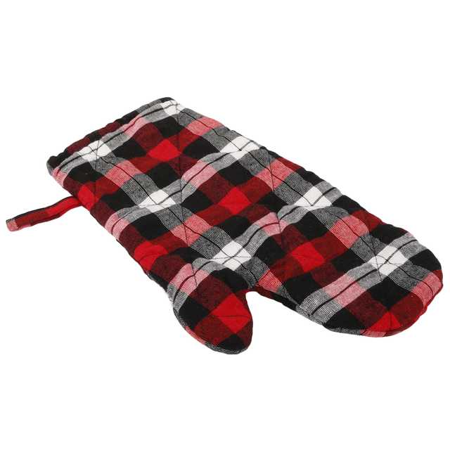 E-Retailer Heat Resistant Padded Cotton Kitchen Oven Mitt Microwave Gloves (Red, 30X12 cm) (Pack of 2) (ER_0110)