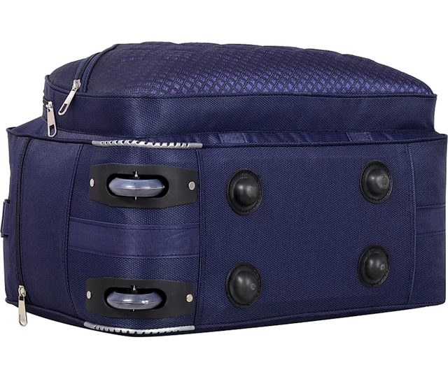 Polyester Solid Waterproof Duffel Bag with Wheels (Navy Blue, 60 L)