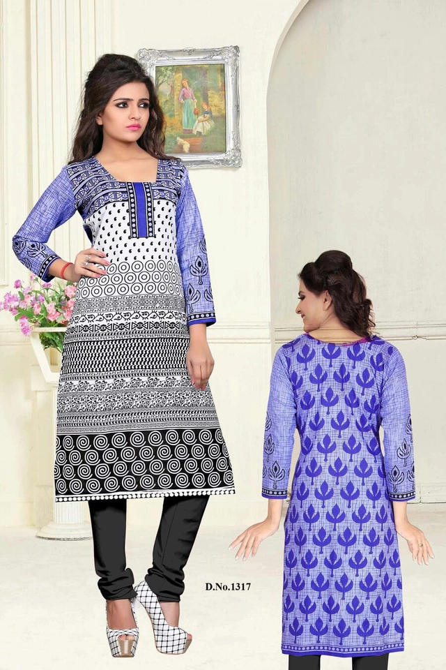 Cotton Printed Unstitched Kurti Fabric for Women (Multicolor, 2.25 m)