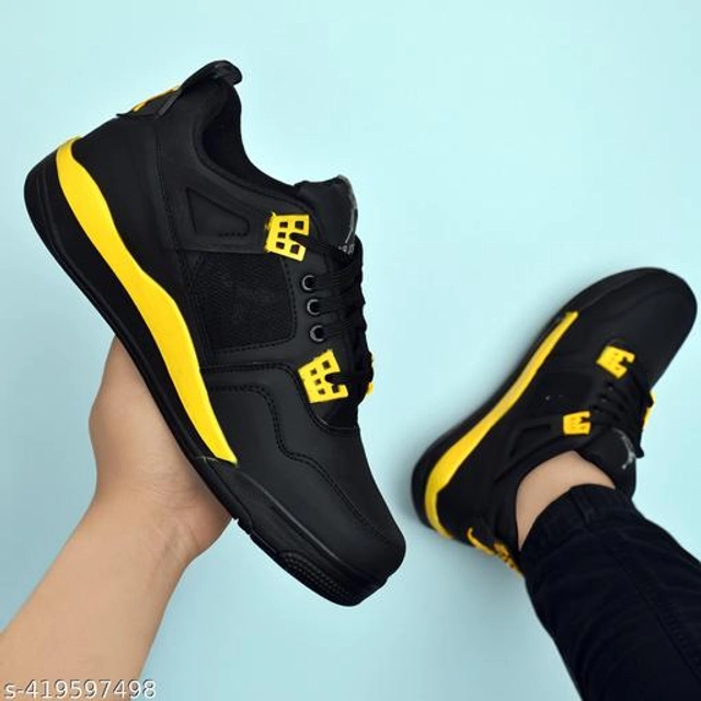 Casual Shoes for Men (Yellow & Black, 6)