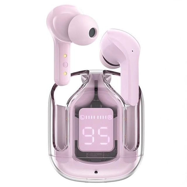 Wireless Bluetooth Earbuds with Display Charging Case (Pink)