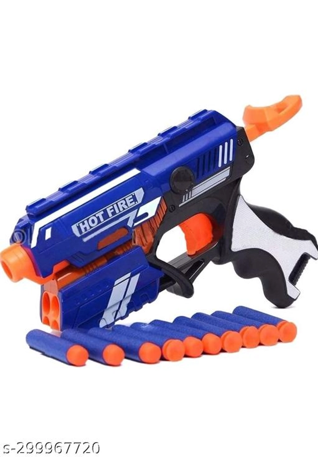 Bullet Gun Toy with 10 Pcs Foam Bullets for Kids (Blue & Orange)