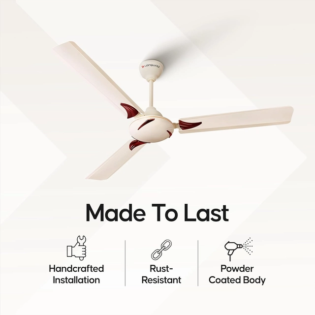 LONGWAY Creta P1 Ultra High Speed 3 Blade Ceiling Fan (1200 mm, Ivory, Pack of 1)