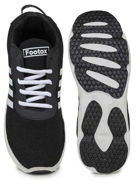 Footox Stylish Mens Casual Shoes (Black & White, 8) (F-1076)