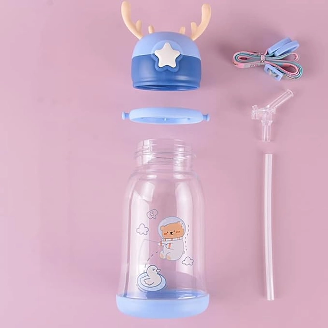 Plastic Cartoon Theme Sipper Water Bottle for Kids (Multicolor, 500 ml)