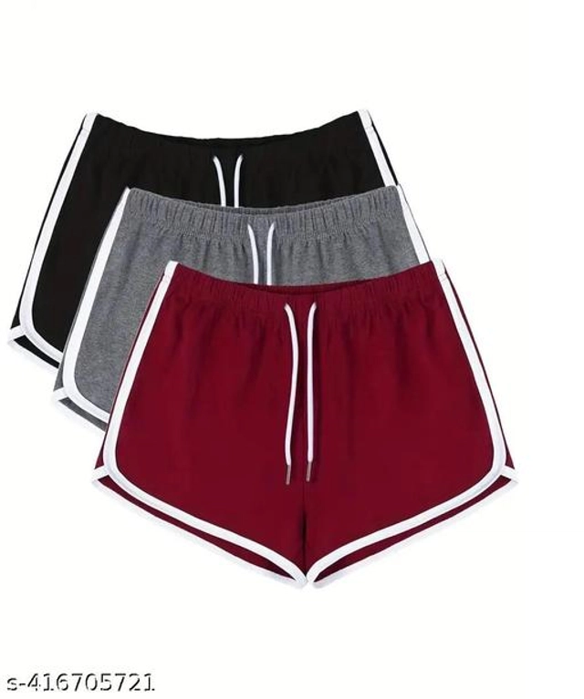 Cotton Blend Shorts for Women (Multicolor, 36) (Pack of 3)