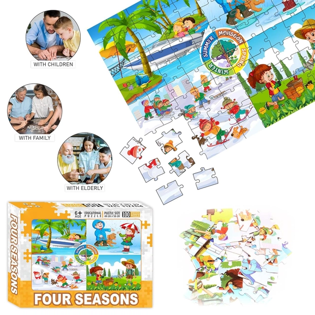 Four Seasons Theme Jigsaw Puzzles for Kids (Multicolor)