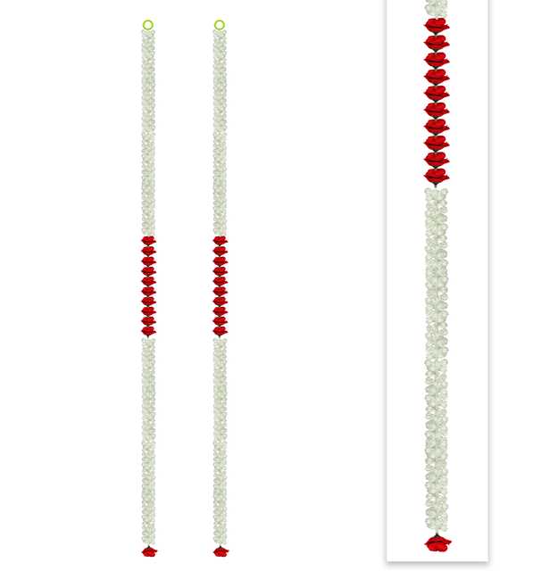 Artificial Jasmine Buds & Rose Flower Garlands Plastic (White, 55 Inches) (Pack of 2 ) (IH-465)