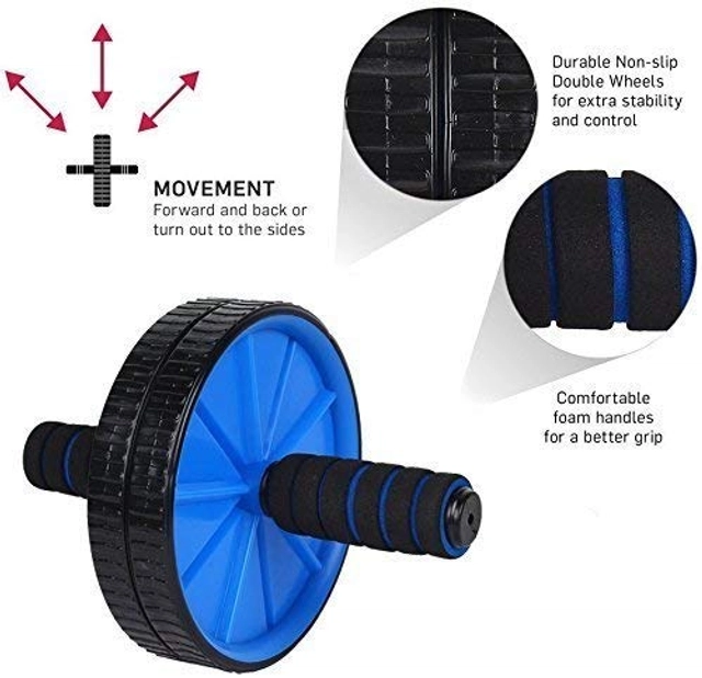 ABS Plastic Ab Wheel Roller for Men & Women (Blue & Black)