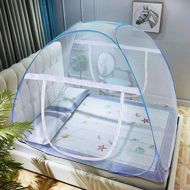 Polyester Washable Mosquito Net (Sky Blue, 6x6 Feet)