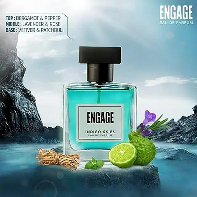 Engage Indigo Skies Perfume For Men 100 ml + Free Tester Vial 3 ml