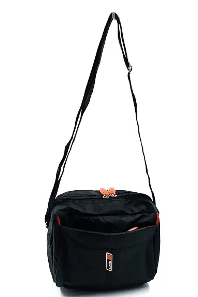 Polyester Sling Bag for Men & Women (Black, L)